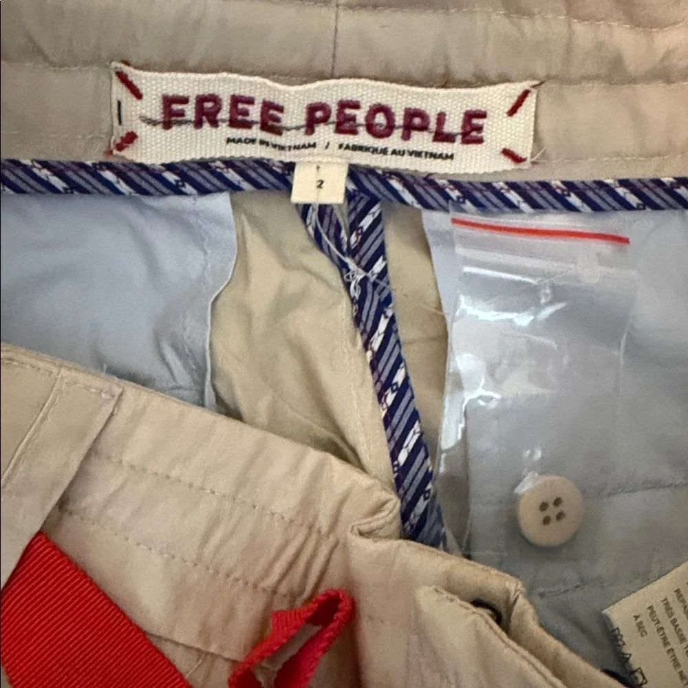 NWOT Free People Perfect Prep Linen Blend Trouser Shorts in Light Sand Sz 2